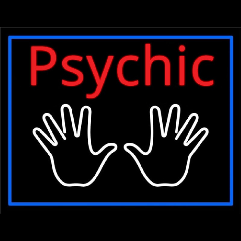 Red Psychic White Palms And Blue Border Neonreclame