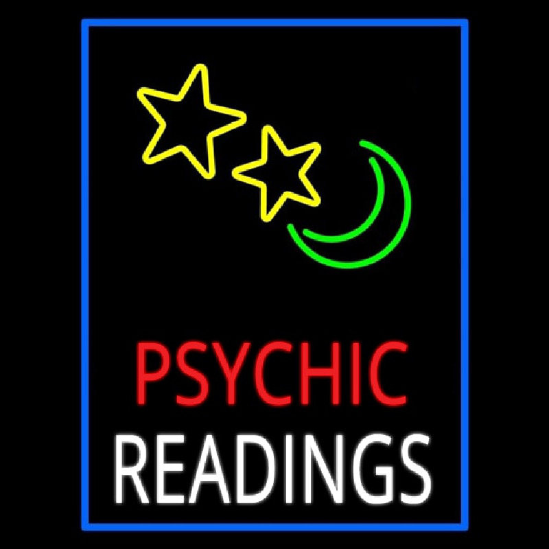 Red Psychic White Readings Blue Border Neonreclame