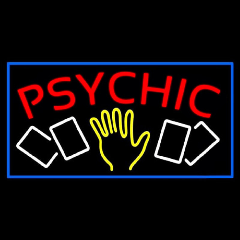 Red Psychic With Logo And Blue Border Neonreclame