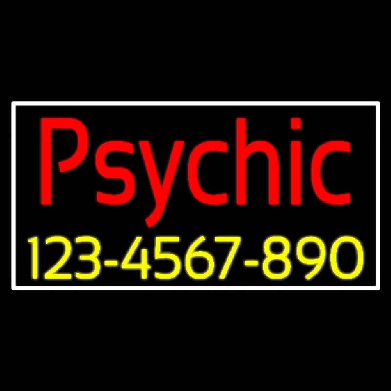 Red Psychic With Yellow Phone Number Neonreclame