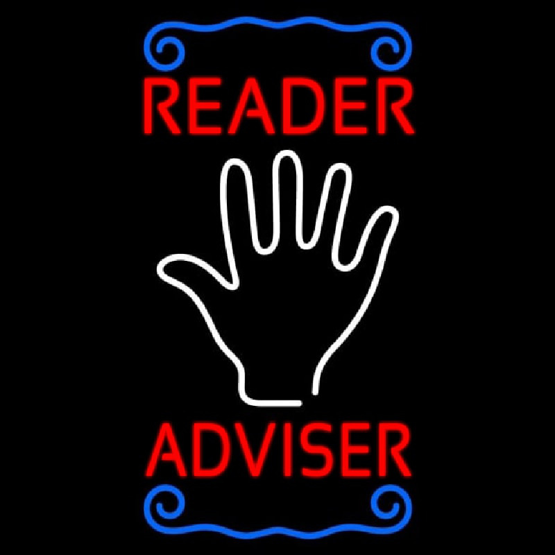 Red Reader Adviser With Palm Neonreclame