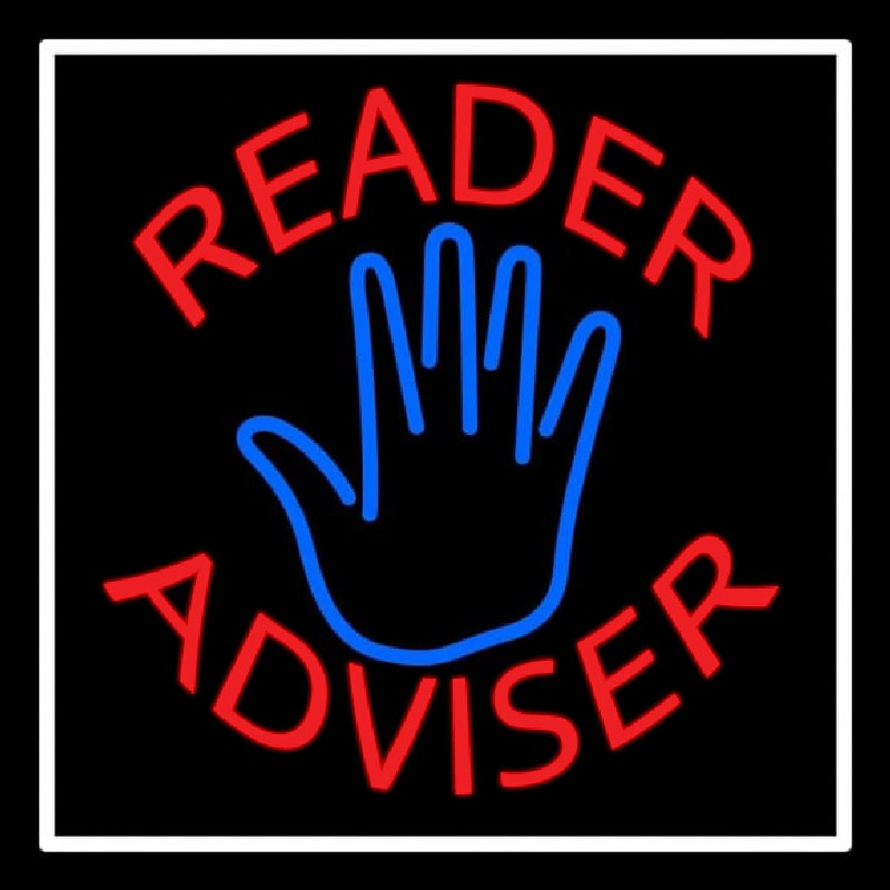 Red Reader Advisor White Border Neonreclame