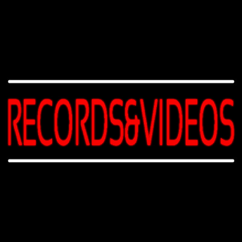 Red Records And Video Block White Line 1 Neonreclame