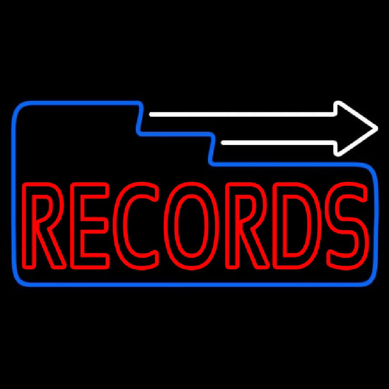 Red Records Block With White Arrow 3 Neonreclame