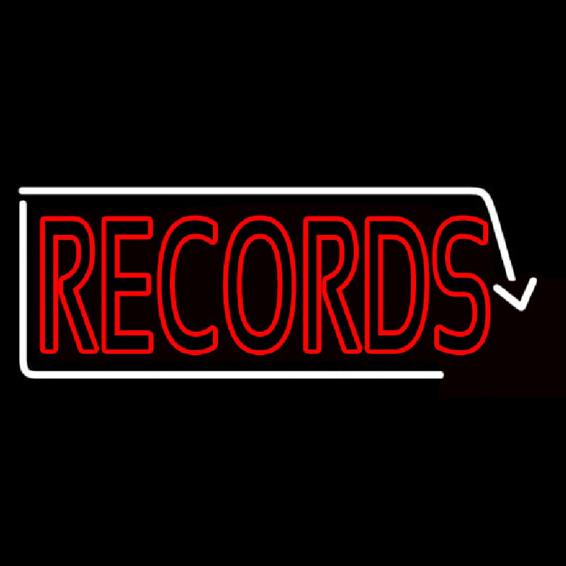Red Records With White Arrow 2 Neonreclame