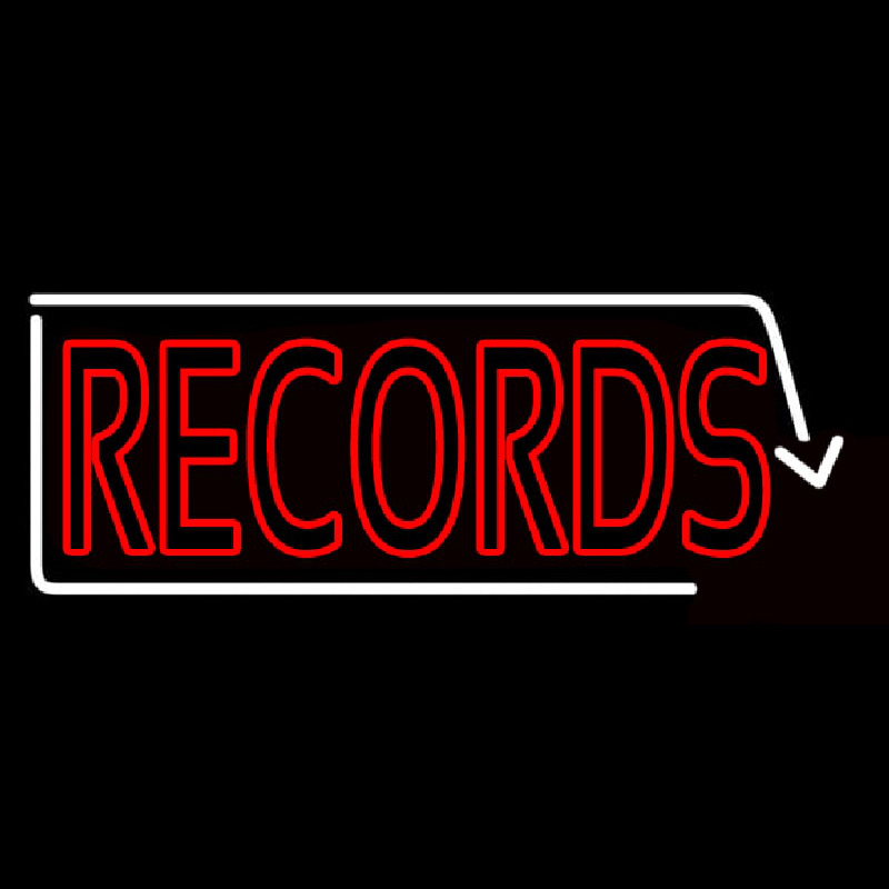 Red Records With White Arrow 2 Neonreclame