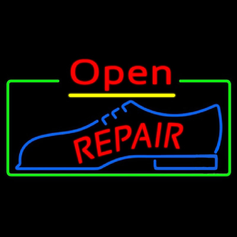 Red Repair Shoe Logo Open Neonreclame