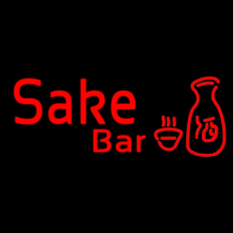 Red Sake Bar With Bottle And Glass Neonreclame