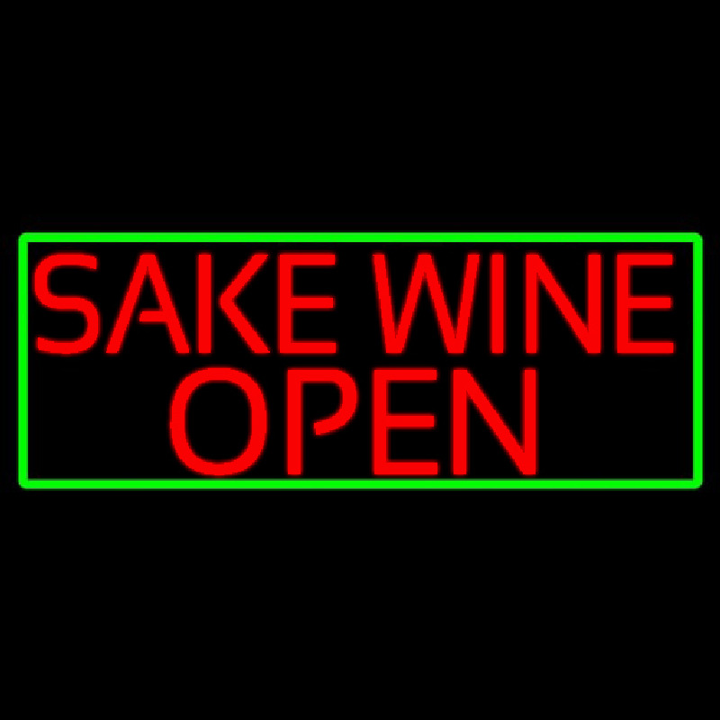 Red Sake Wine Open With Green Border Neonreclame