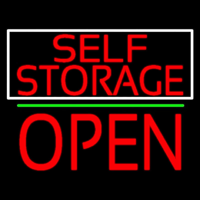 Red Self Storage White Border Open 1 Neonreclame