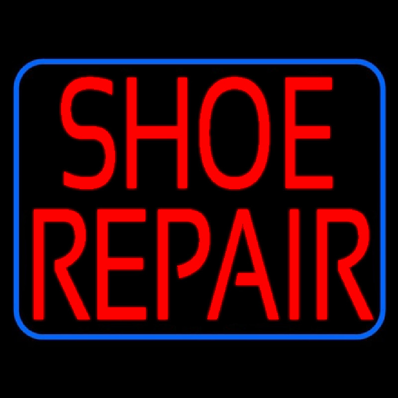 Red Shoe Repair Blue Border Neonreclame