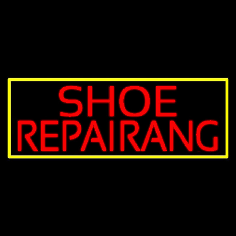 Red Shoe Repairing With Border Neonreclame