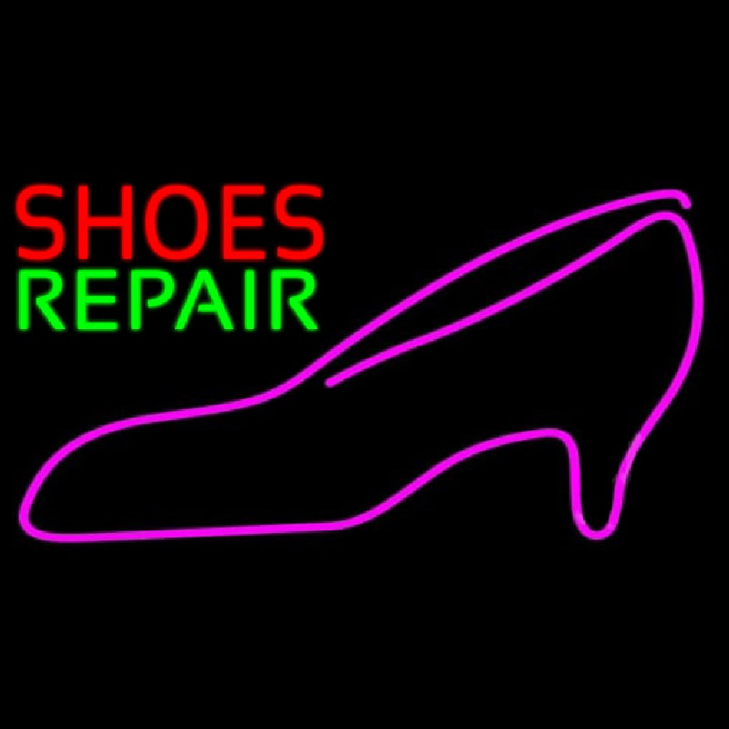 Red Shoes Green Repair Pink Sandal Neonreclame
