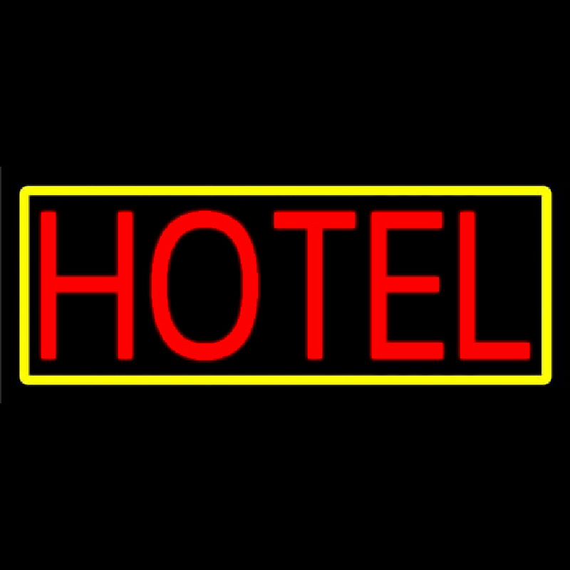 Red Simple Hotel With Yellow Neonreclame