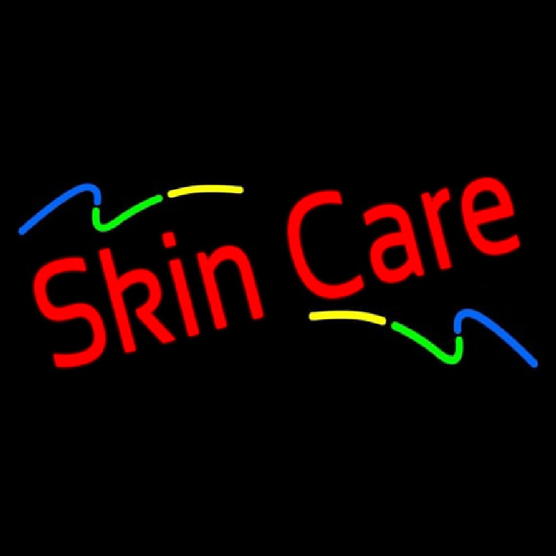 Red Skin Care Multi Colored Waves Neonreclame