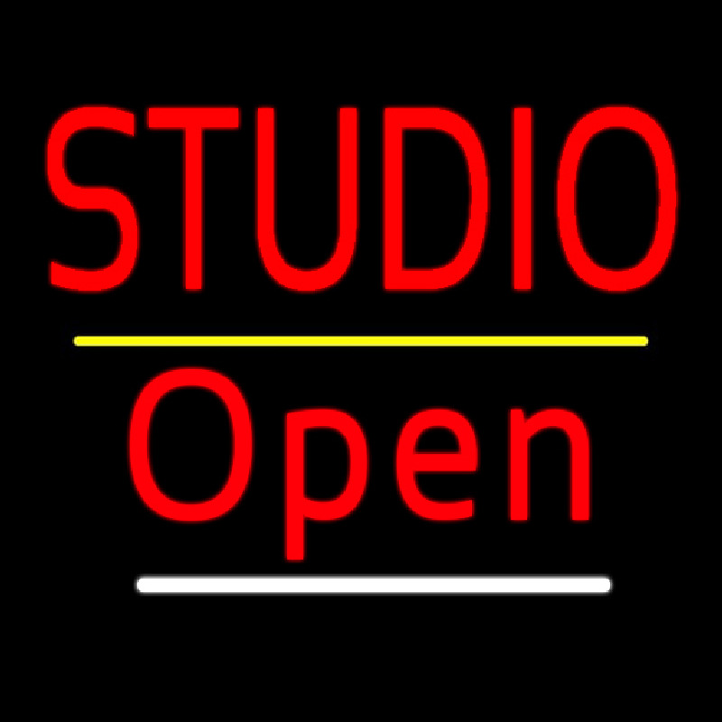 Red Studio Open Yellow Line Neonreclame