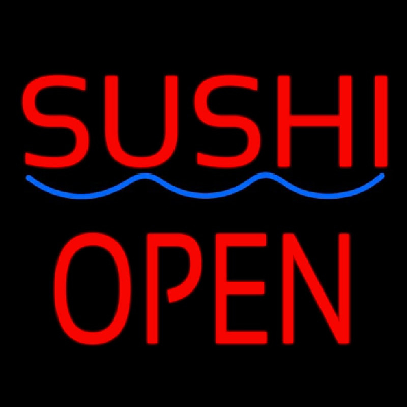 Red Sushi Block Open Blue Curve Neonreclame