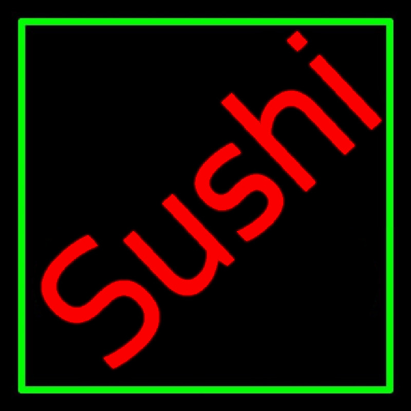Red Sushi Green Border Neonreclame