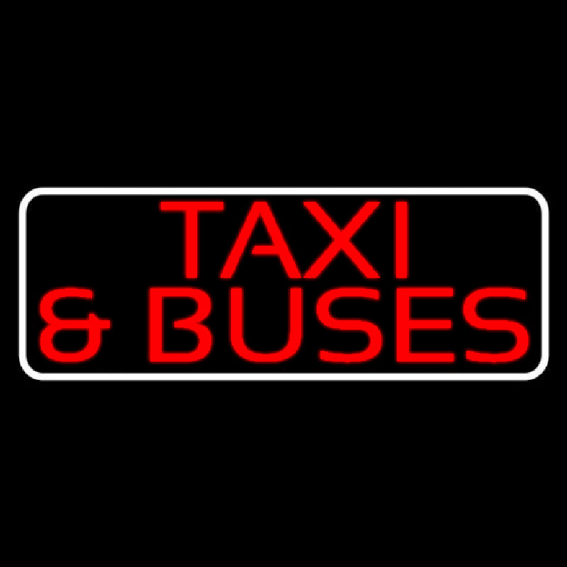 Red Ta i And Buses With Border Neonreclame