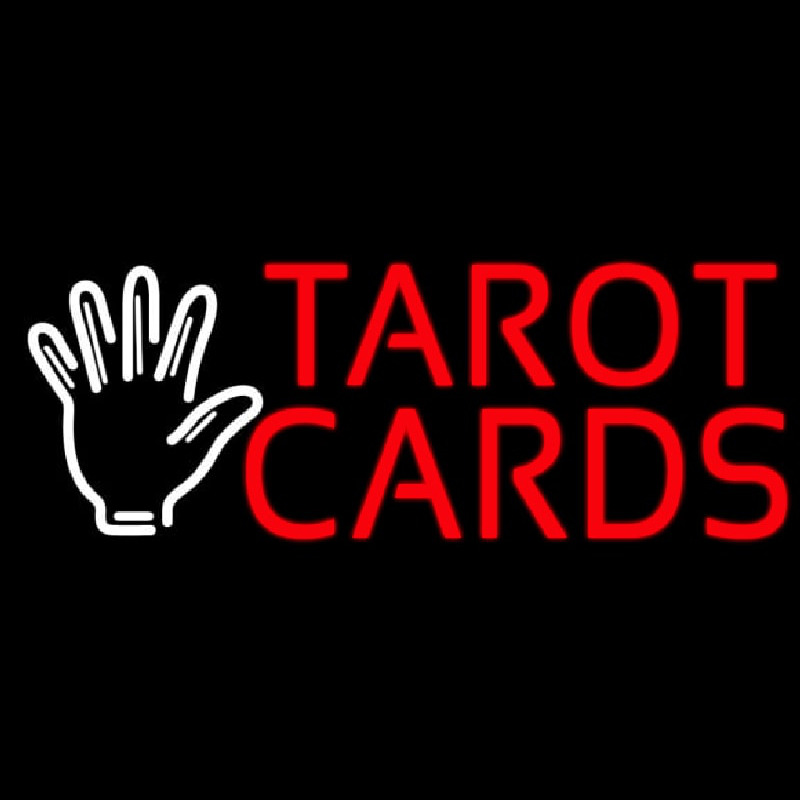 Red Tarot Cards White Palm Neonreclame