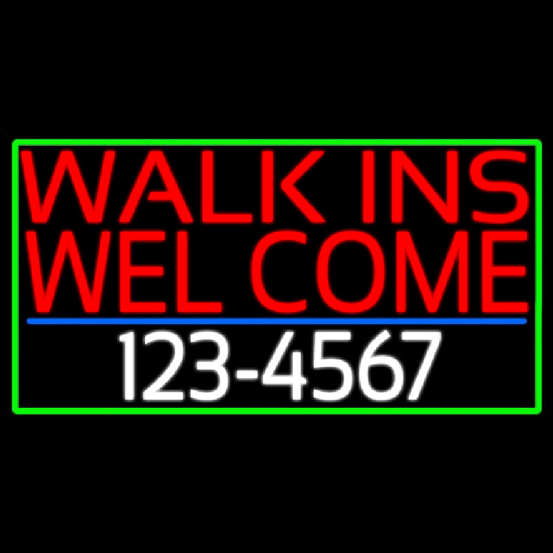 Red Walk Ins Welcome With Phone Number Neonreclame
