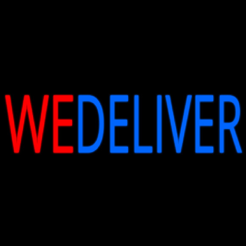 Red We Deliver Blue Neonreclame