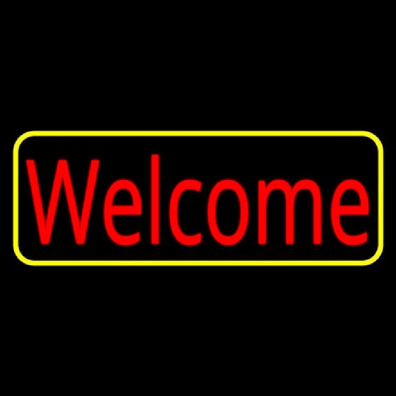 Red Welcome With Yellow Border Neonreclame