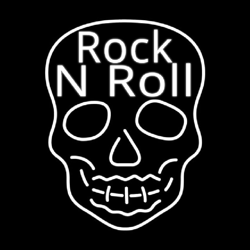 Rock N Roll White Skull 2 Neonreclame