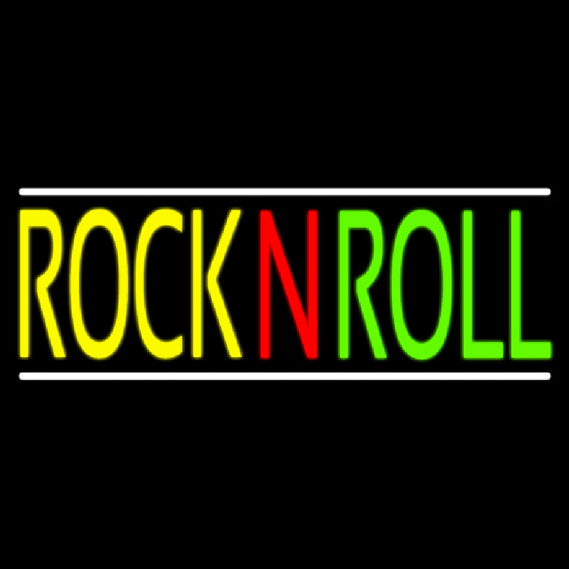 Rock N Roll With White Line Block Neonreclame