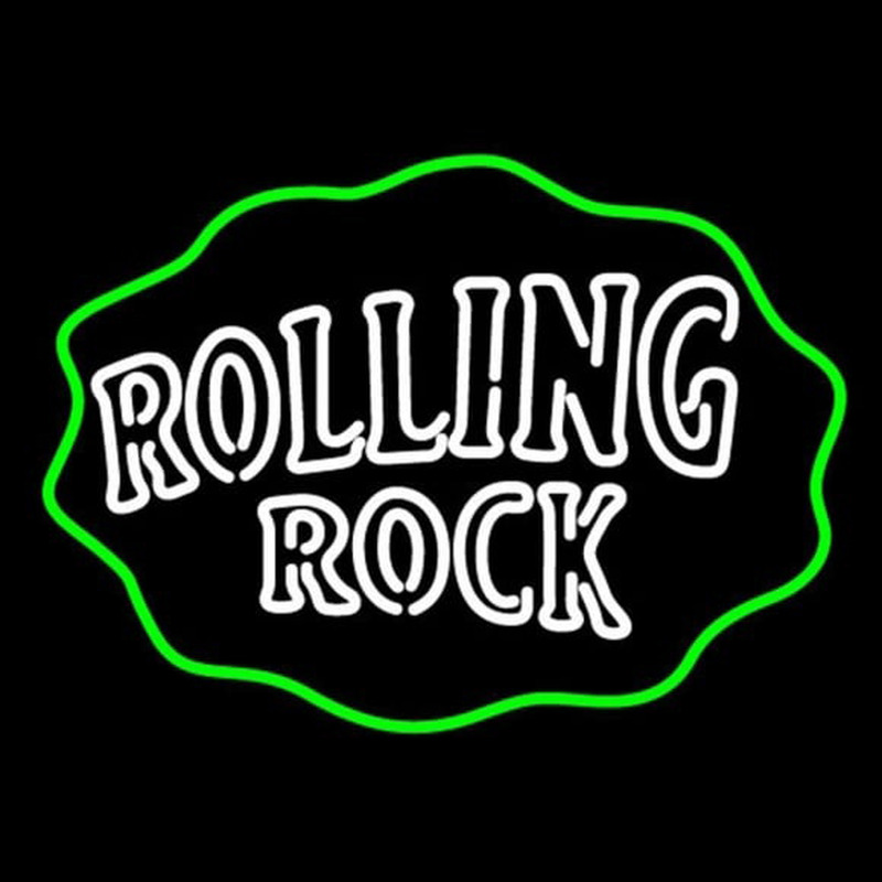 Rolling Rock Double Line Logo With Wavy Circle Neonreclame