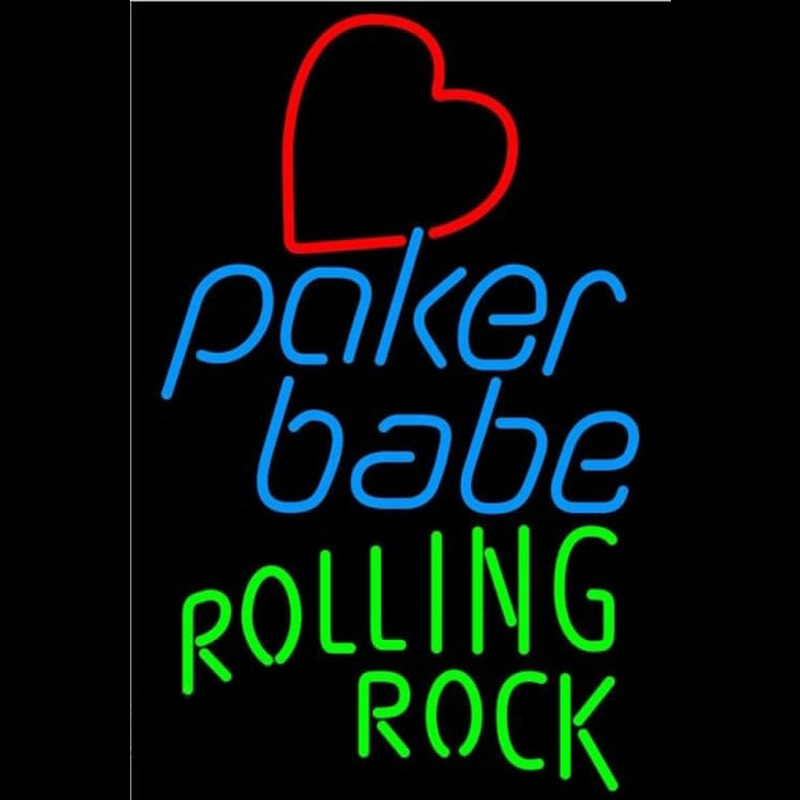 Rolling Rock Poker Girl Heart Babe Beer Sign Neonreclame