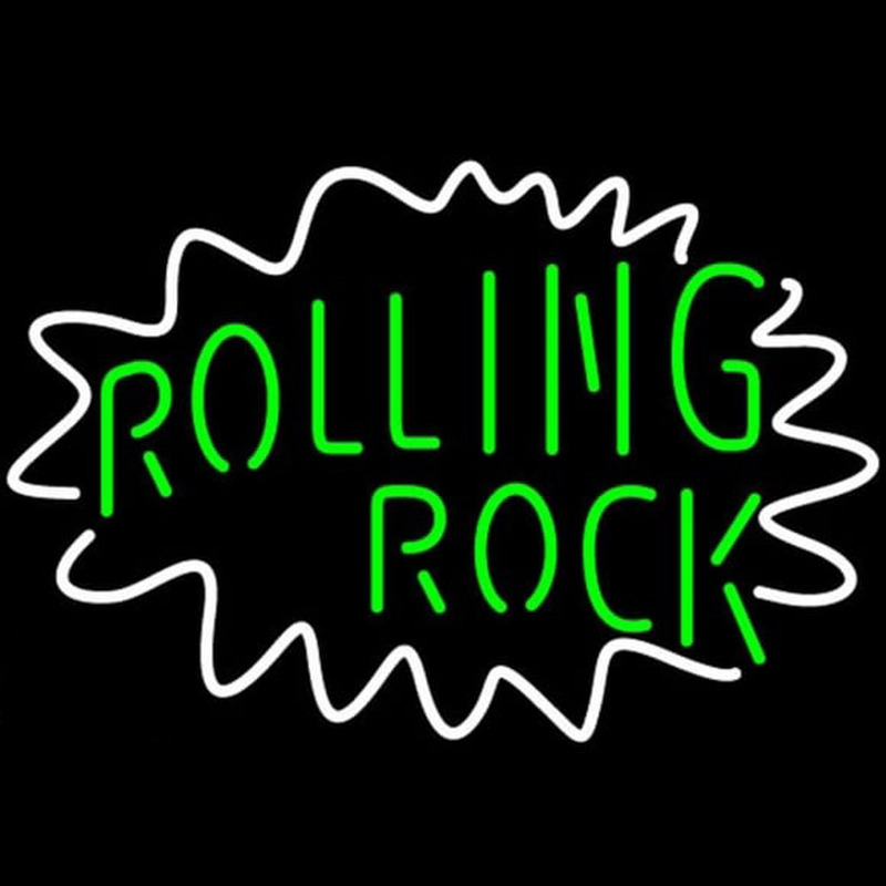 Rolling Rock Single Line Logo With Wavy Circle Beer Sign Neonreclame