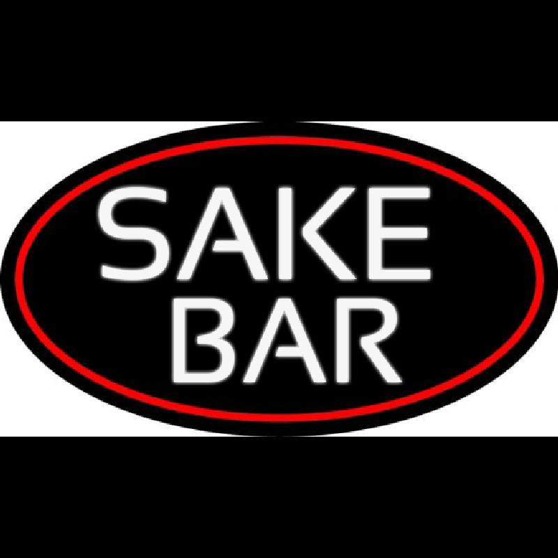 Sake Bar Oval With Red Border Neonreclame