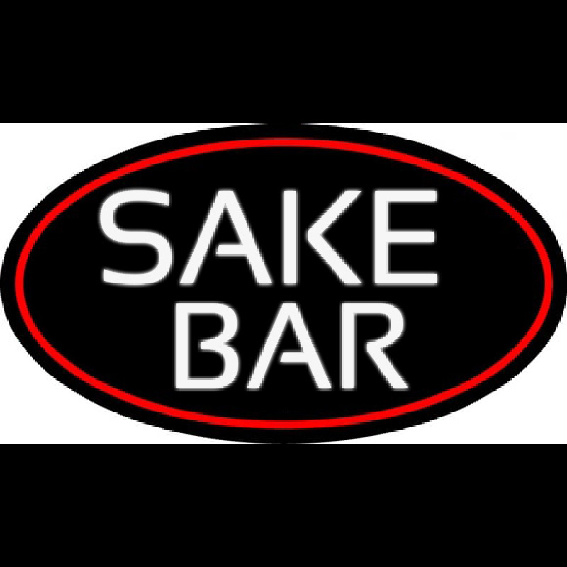 Sake Bar Oval With Red Border Neonreclame