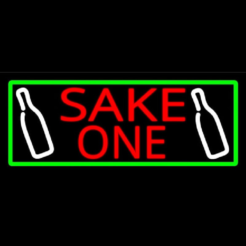 Sake One And Bottle With Green Border Neonreclame