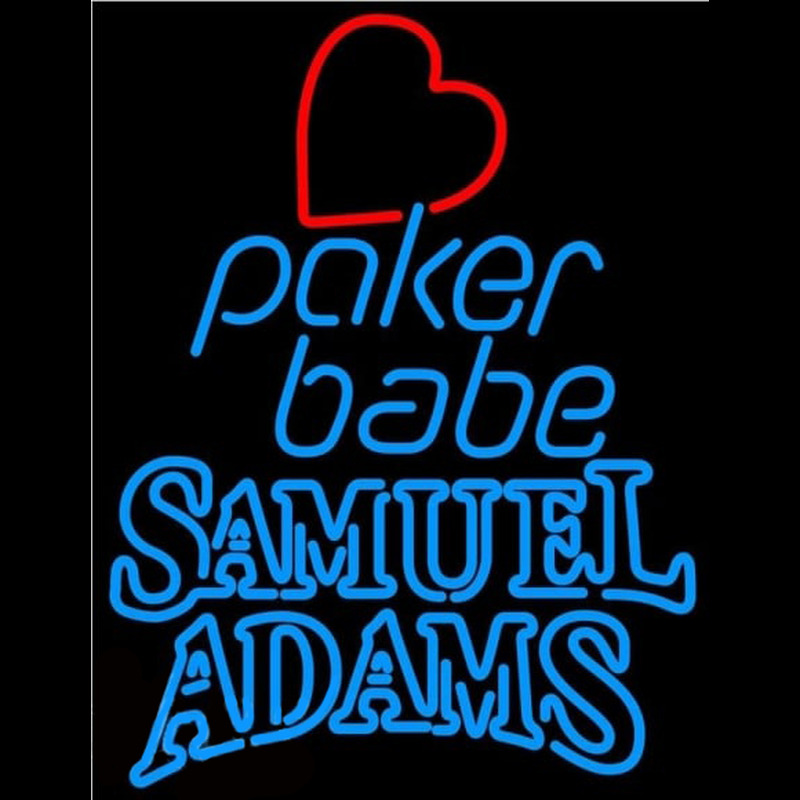 Samuel Adams Poker Girl Heart Babe Beer Sign Neonreclame