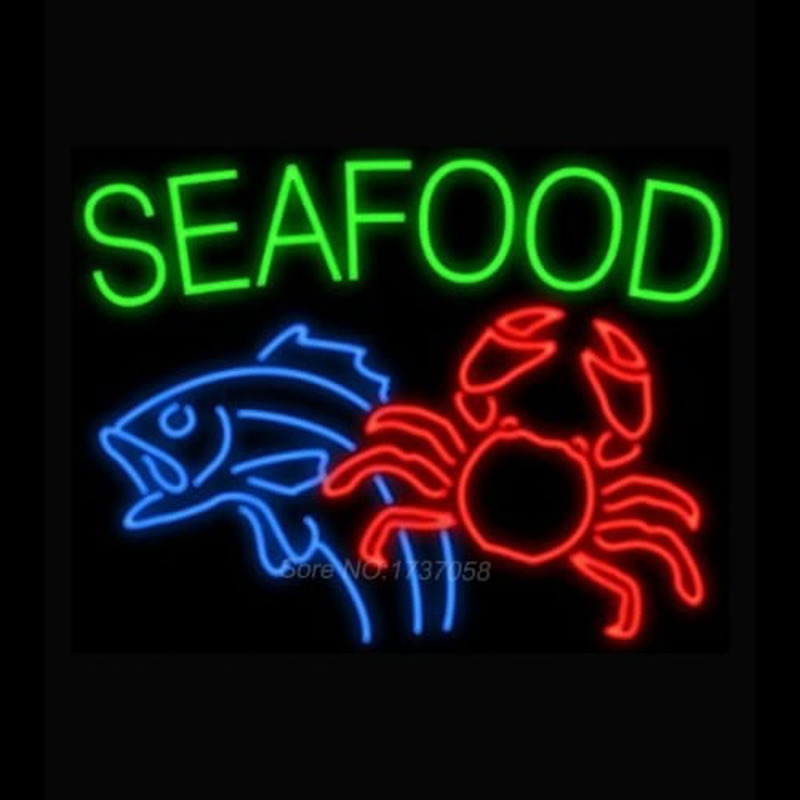 Seafood Fish Crab Neonreclame
