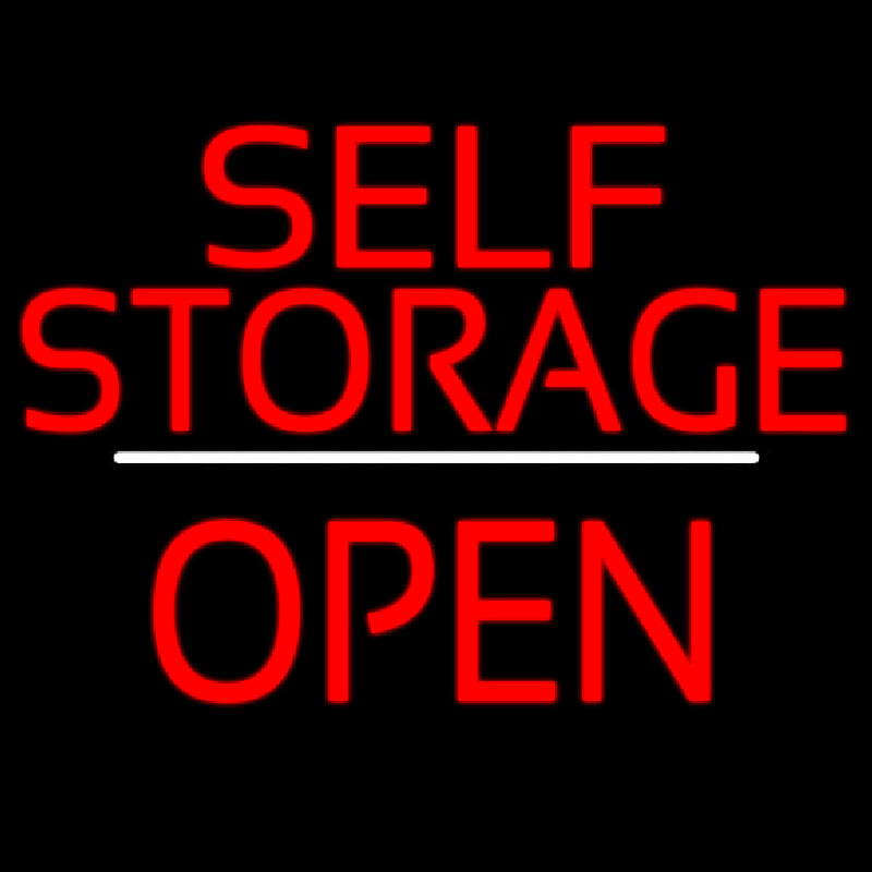 Self Storage Open White Line Neonreclame