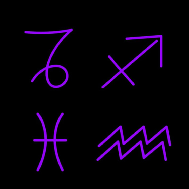 Set of Zodiac Sagittarius Capricorn Aquarius Pisces Neonreclame