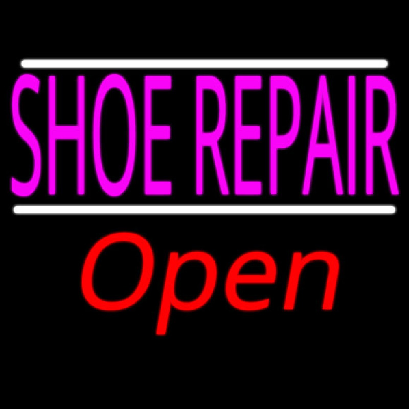Shoe Repair Open With White Line Neonreclame