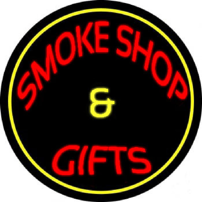 Smoke Shop And Gifts With Yellow Border Neonreclame