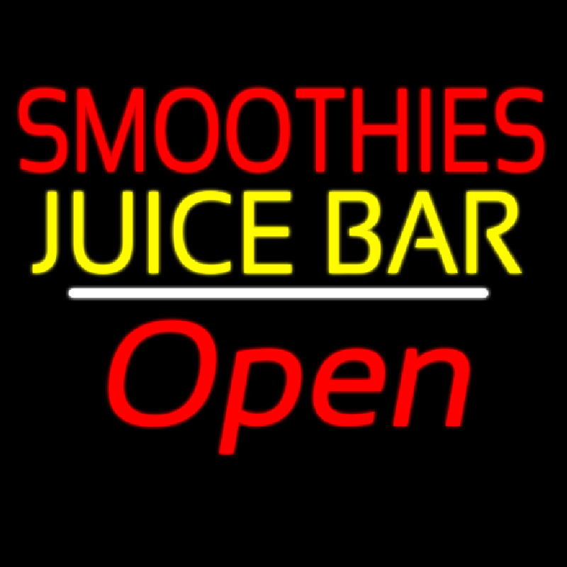 Smoothies Juice Bar Open White Line Neonreclame