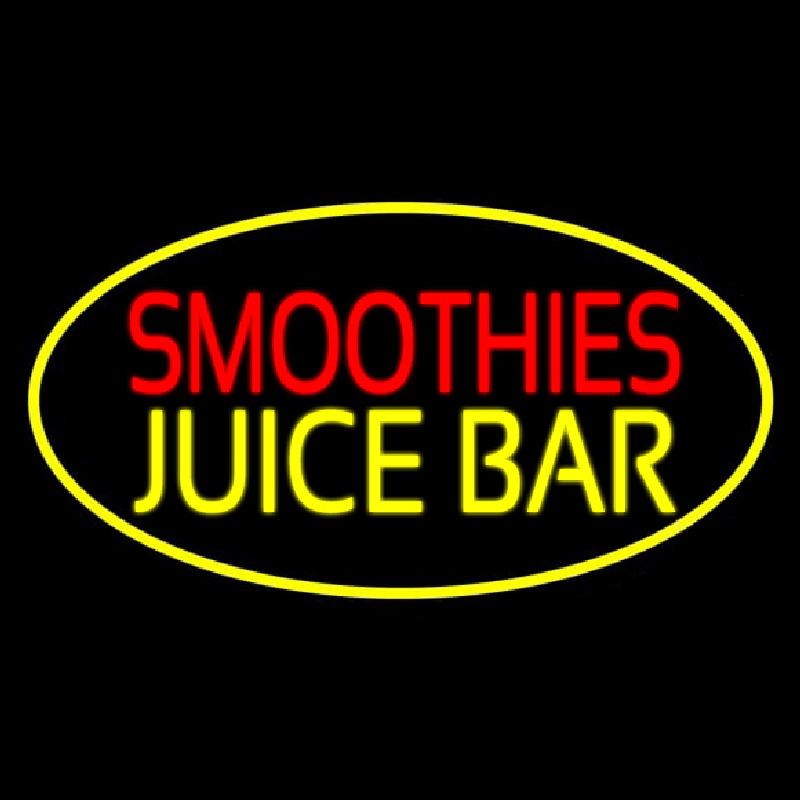 Smoothies Juice Bar Oval Yellow Neonreclame