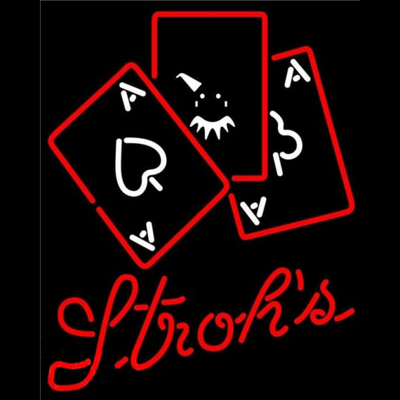 Strohs Ace And Poker Beer Sign Neonreclame