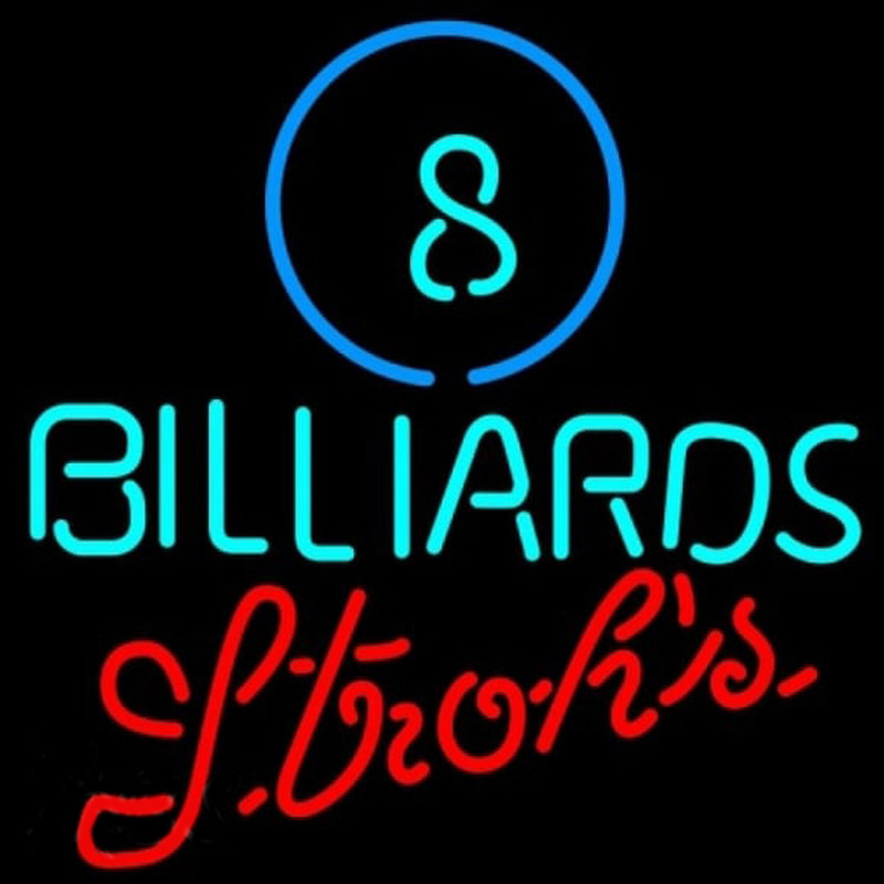 Strohs Ball Billiards Pool Beer Sign Neonreclame