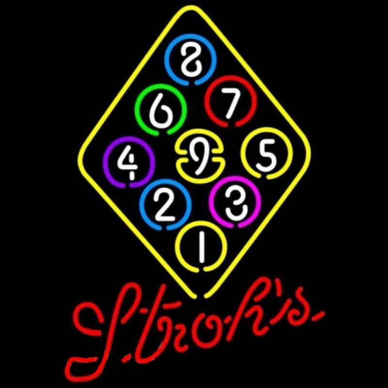 Strohs Ball Billiards Rack Pool Beer Sign Neonreclame