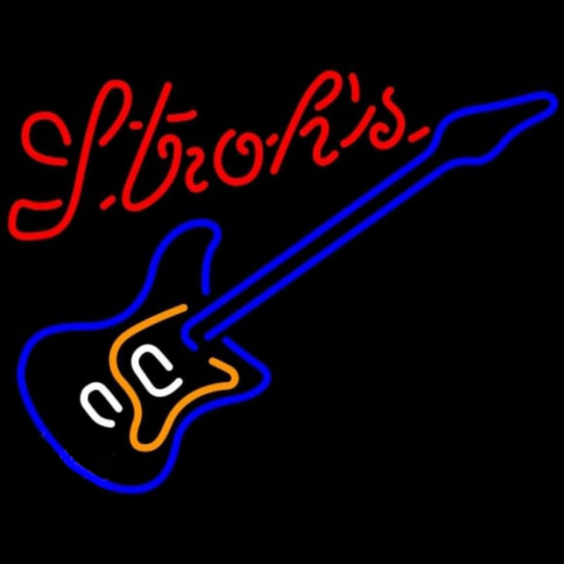Strohs Blue Electric Guitar Beer Sign Neonreclame