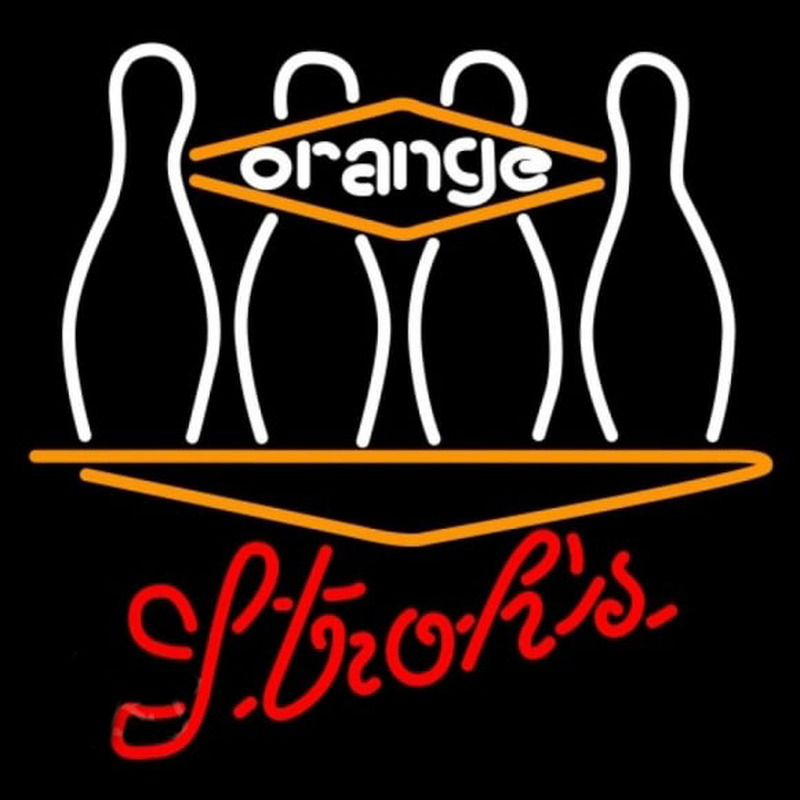 Strohs Bowling Orange Beer Sign Neonreclame
