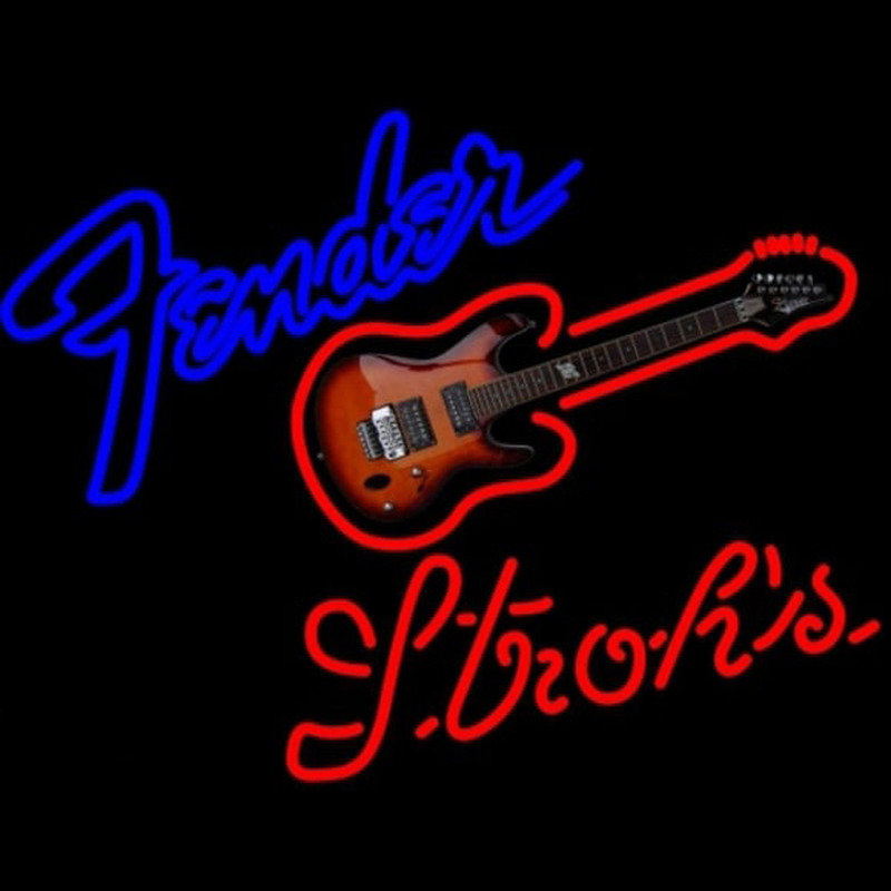 Strohs Fender Guitar Beer Sign Neonreclame