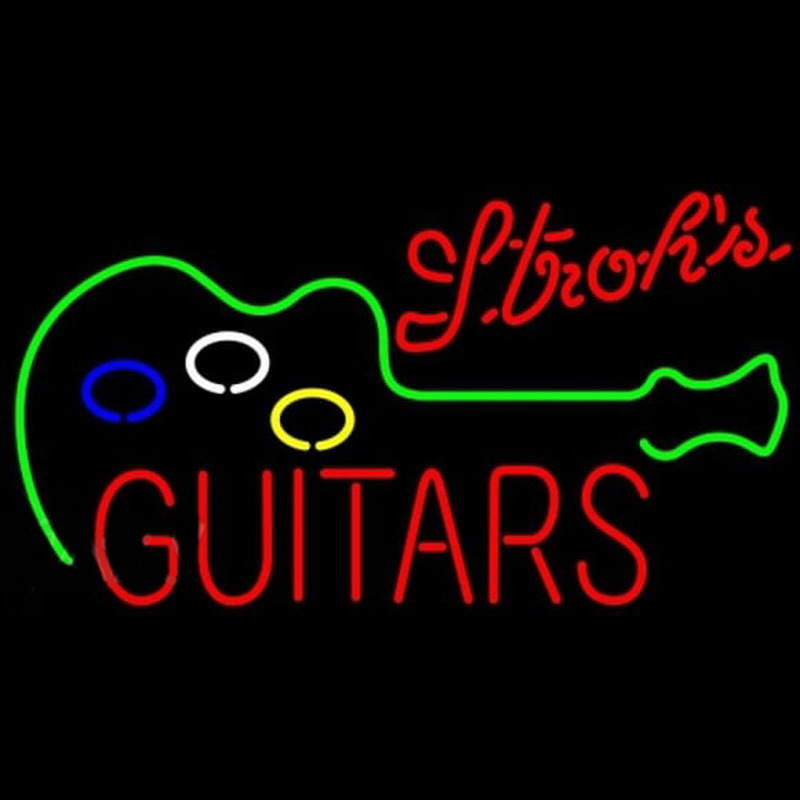Strohs Guitar Flashing Beer Sign Neonreclame